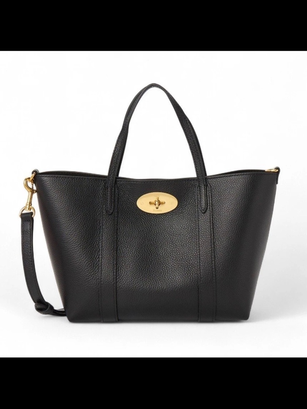 Mulberry Black Pebbled Leather Tote with Gold Hardware